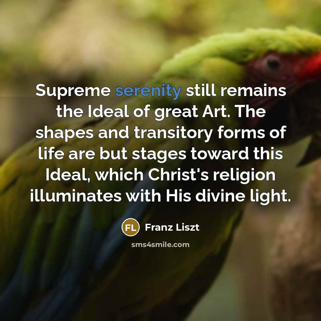 “Supreme serenity still remains the Ideal of great Art. The…” quote by Franz Liszt