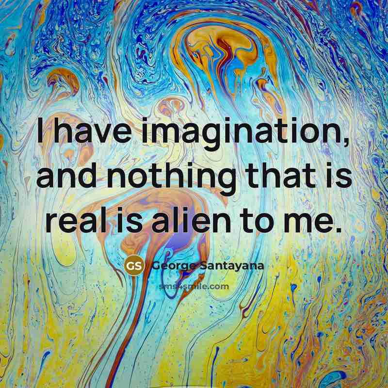 “I have imagination, and nothing that is real is alien to me.” quote by George Santayana