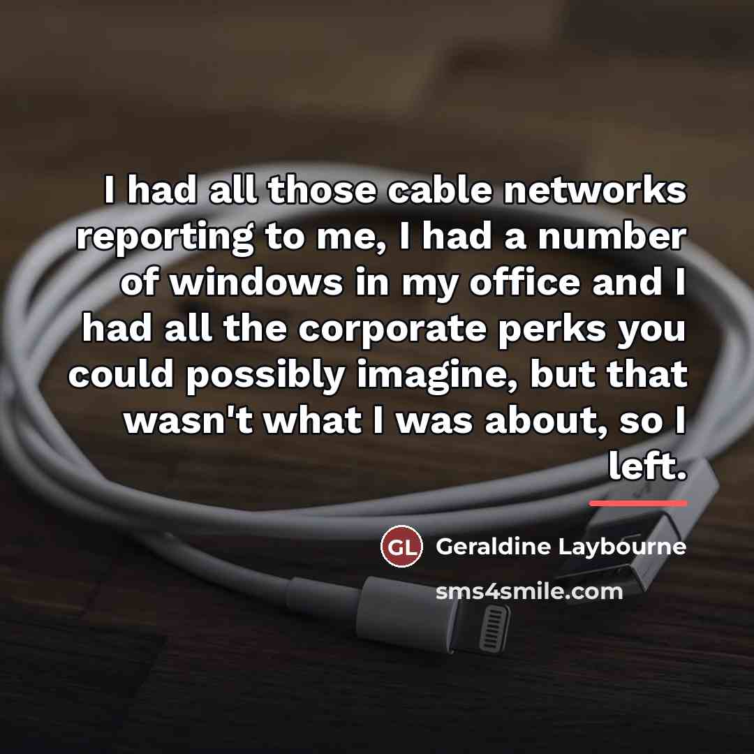 “I had all those cable networks reporting to me, I…” quote by Geraldine Laybourne
