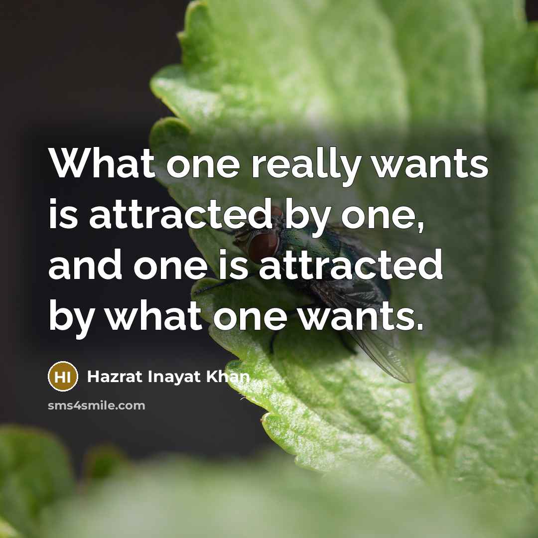 “What one really wants is attracted by one, and one…” quote by Hazrat Inayat Khan