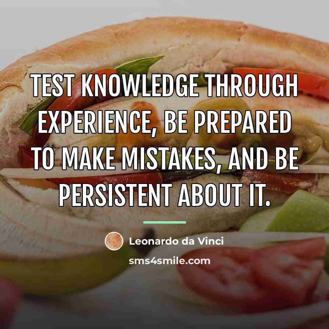 “Test knowledge through experience, be prepared to make mistakes, and…” quote by Leonardo da Vinci