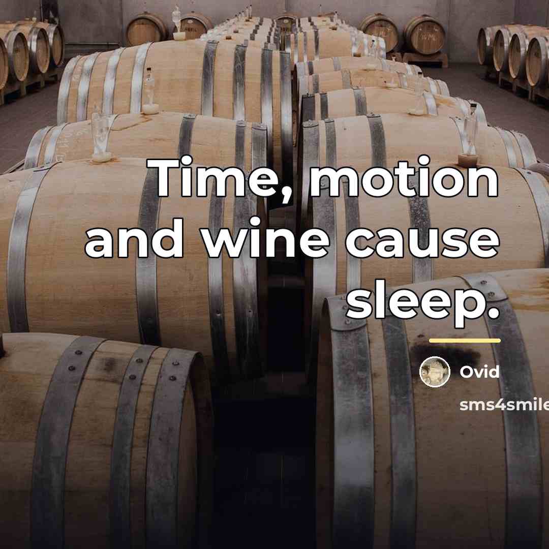 “Time, motion and wine cause sleep.…” quote by Ovid