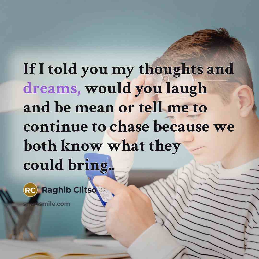 “If I told you my thoughts and dreams, would you…” quote by Raghib Clitso