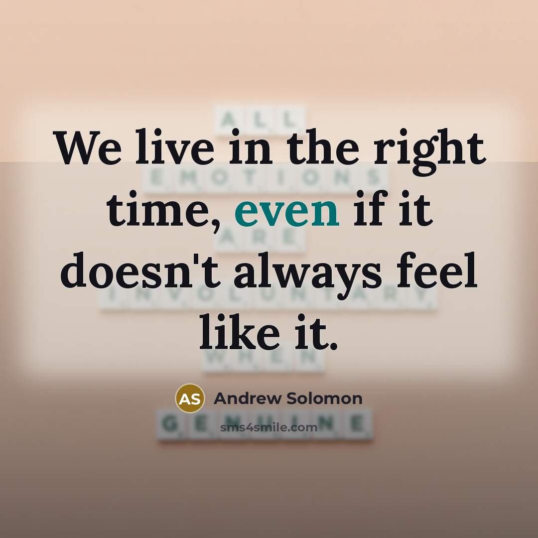 “We live in the right time, even if it doesn't…” quote by Andrew Solomon