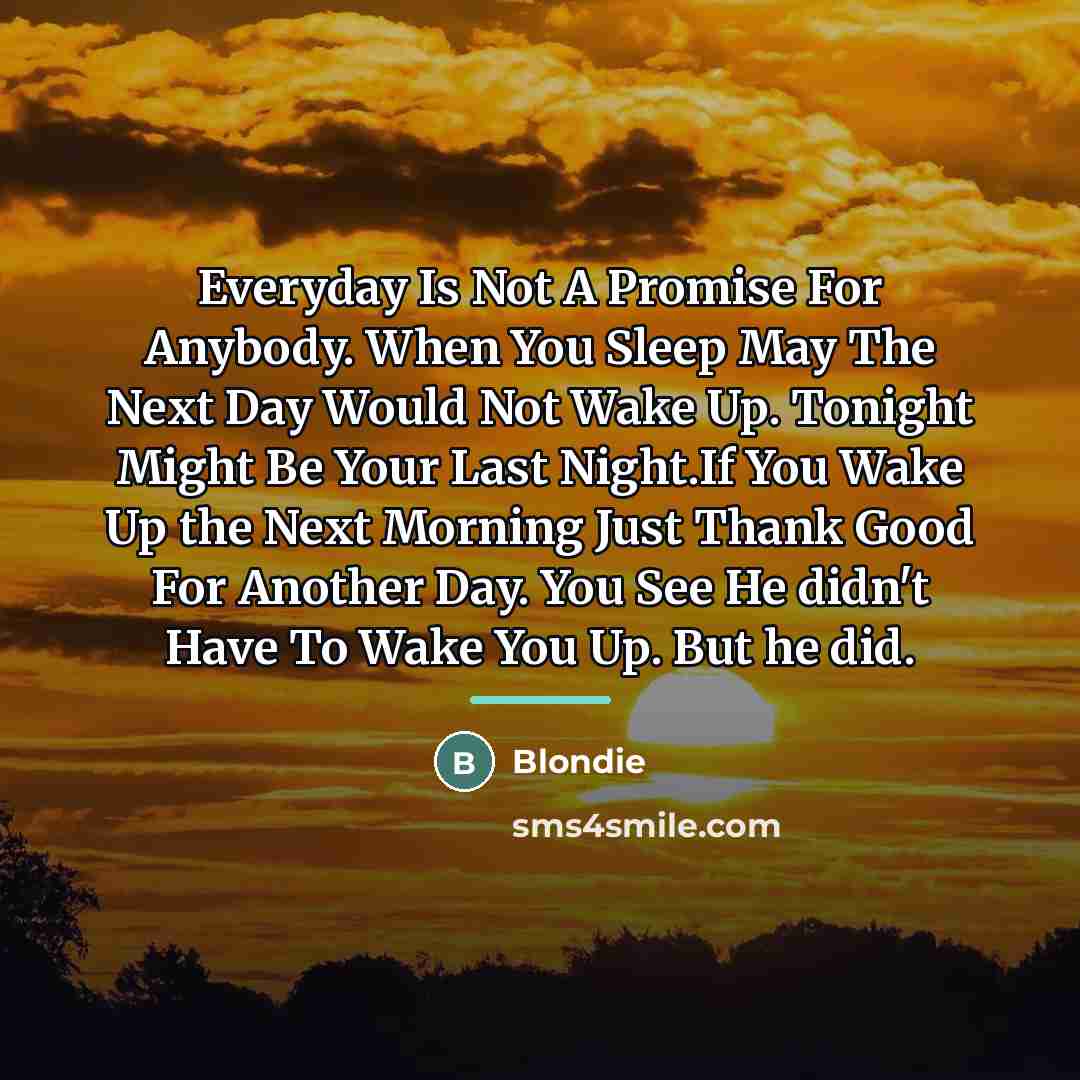 “Everyday Is Not A Promise For Anybody. When You Sleep…” quote by Blondie