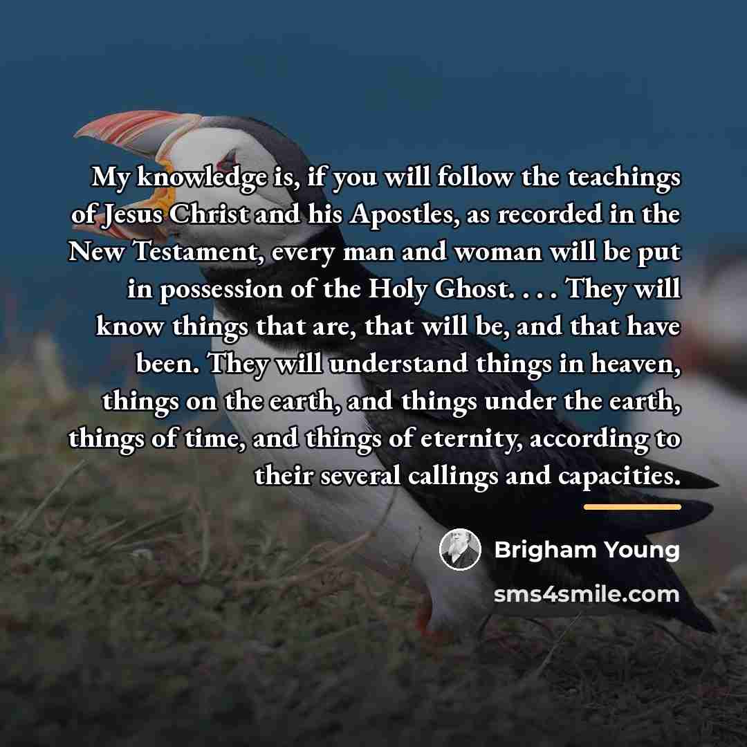 “My knowledge is, if you will follow the teachings of…” quote by Brigham Young