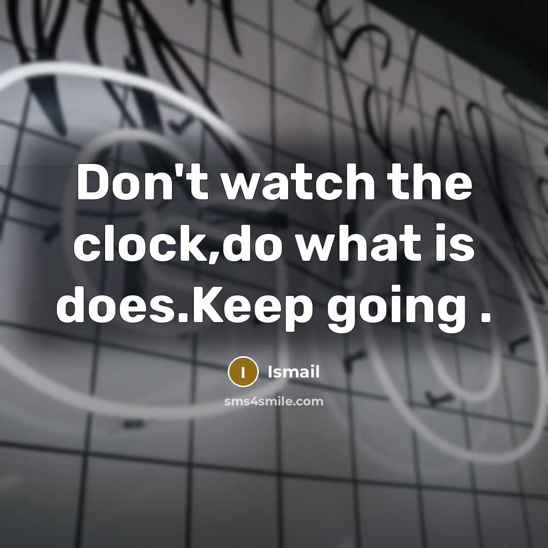“Don't watch the clock,do what is does.Keep going .” quote by Ismail