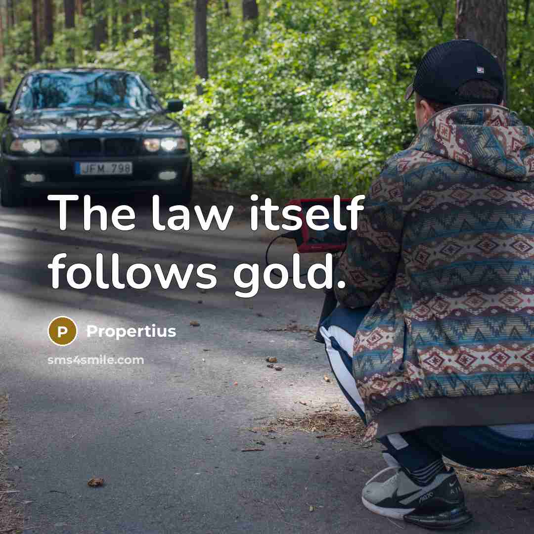 “The law itself follows gold.…” quote by Propertius