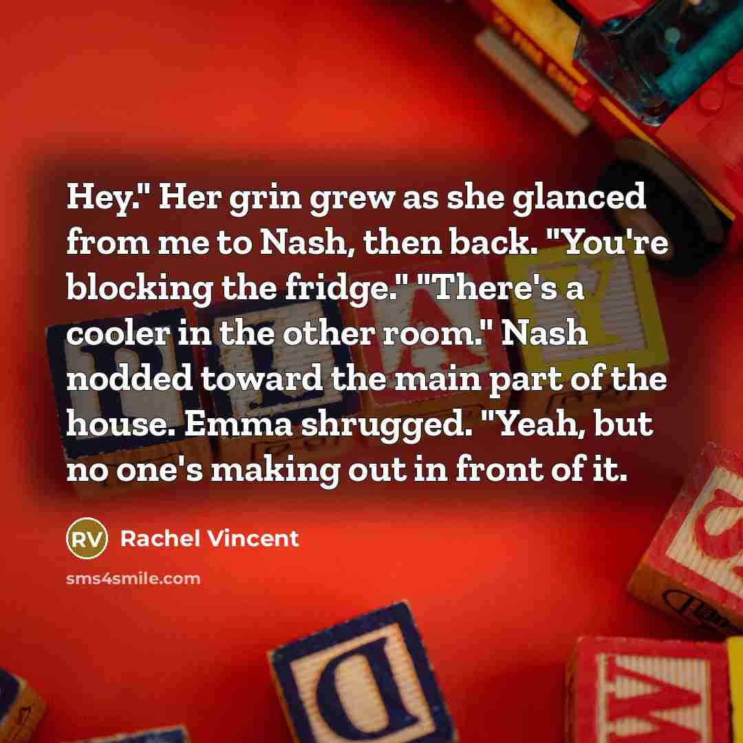 “Hey." Her grin grew as she glanced from me to…” quote by Rachel Vincent