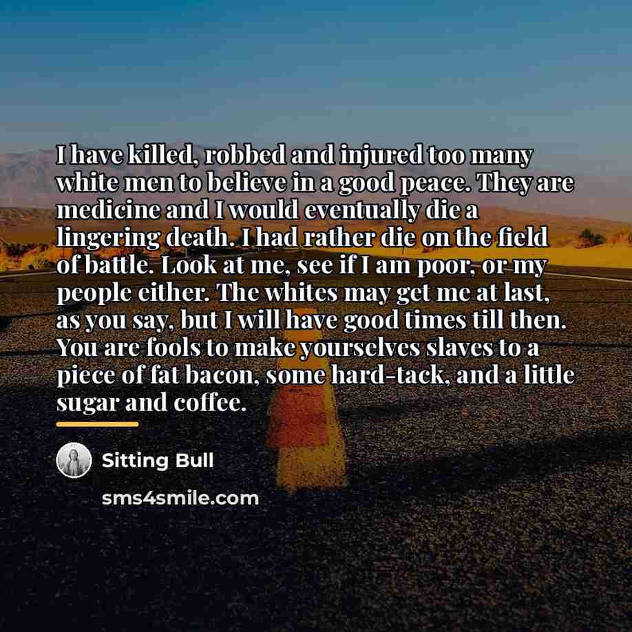 “I have killed, robbed and injured too many white men…” quote by Sitting Bull