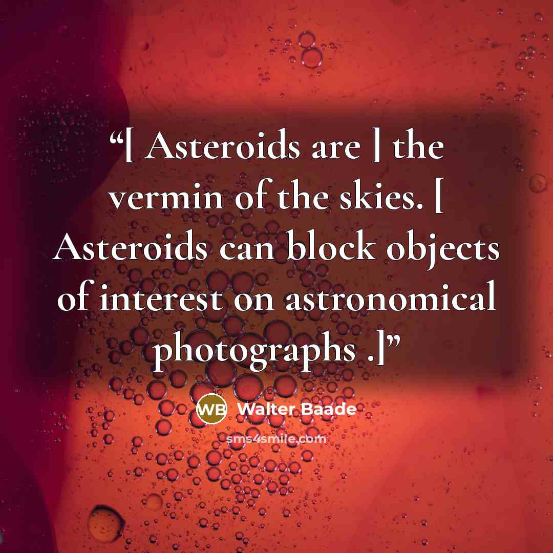 “[ Asteroids are ] the vermin of the skies. [ Asteroids can block objects of interest on astronomical photographs .]” quote by Walter Baade
