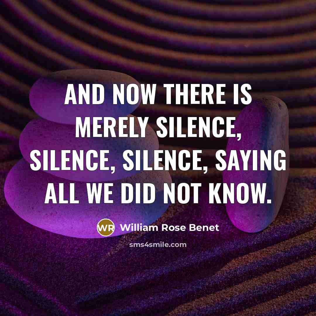 “And now there is merely silence, silence, silence, saying All we did not know.” quote by William Rose Benet
