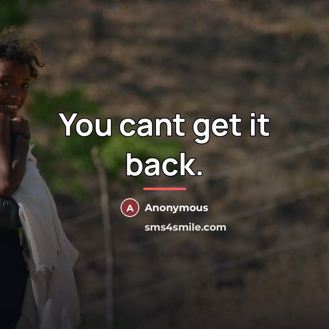 “You cant get it back.…” quote by Anonymous