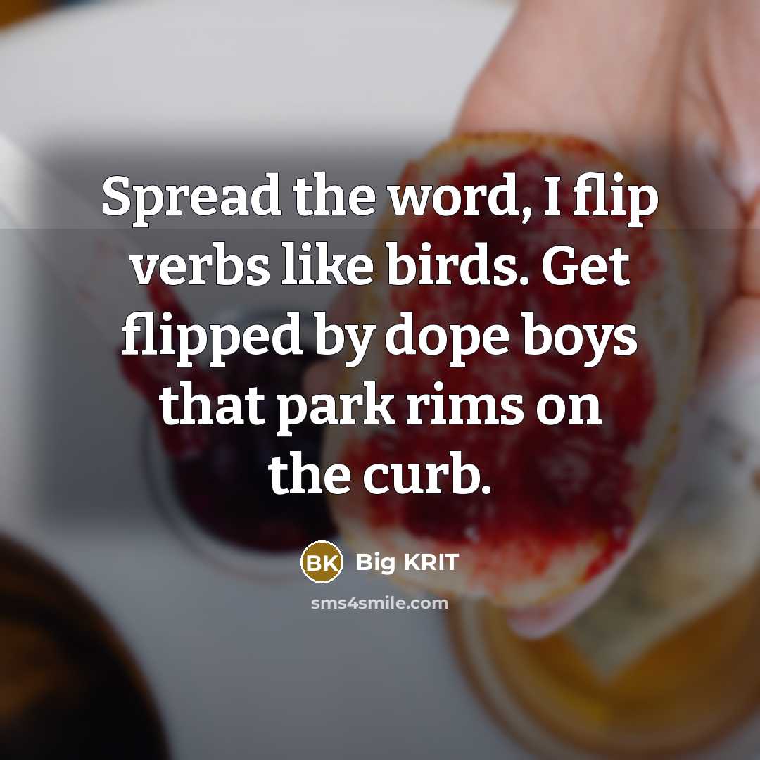 “Spread the word, I flip verbs like birds. Get flipped…” quote by Big Krit