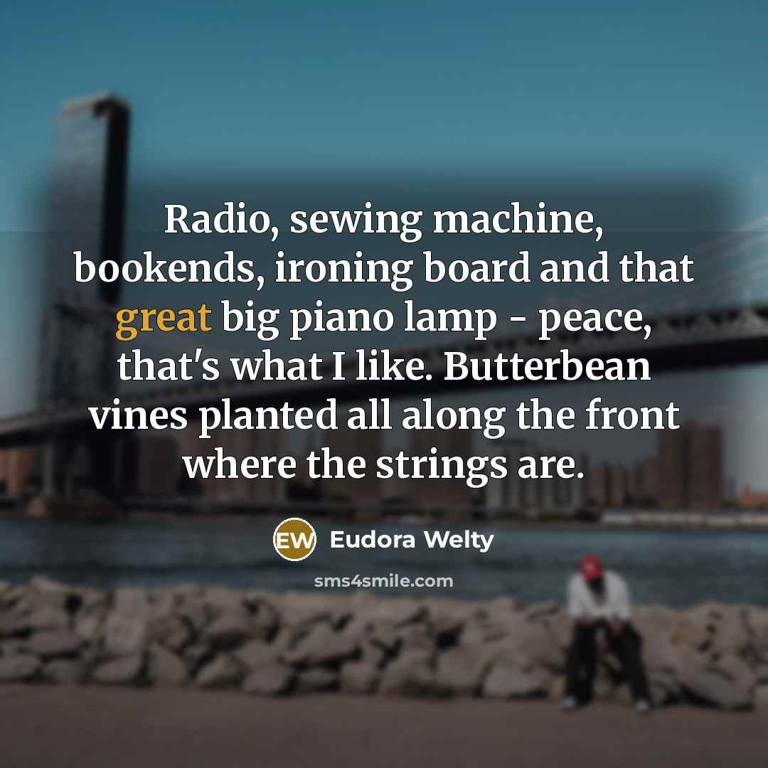 “Radio, sewing machine, bookends, ironing board and that great big…” quote by Eudora Welty