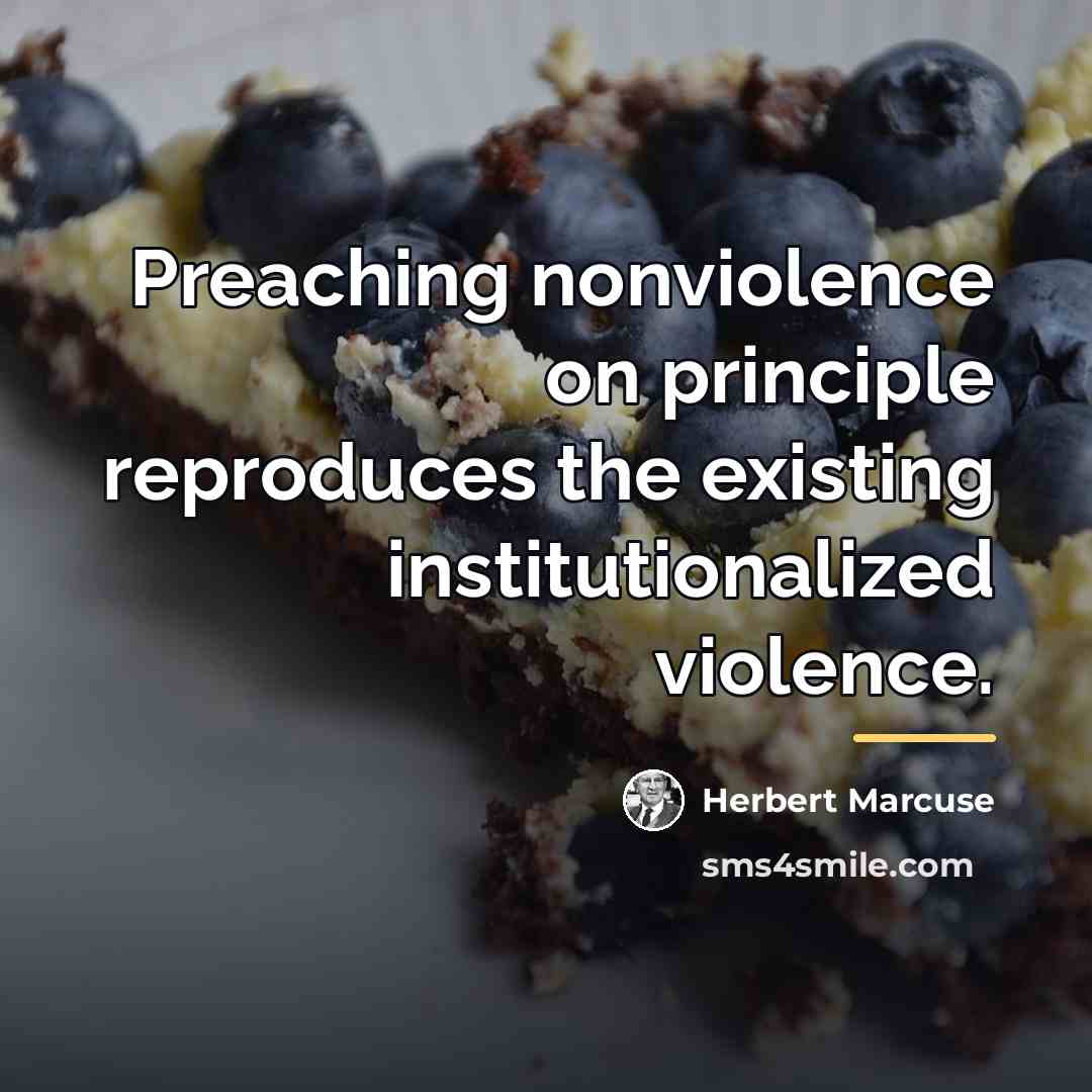 “Preaching nonviolence on principle reproduces the existing institutionalized violence.…” quote by Herbert Marcuse