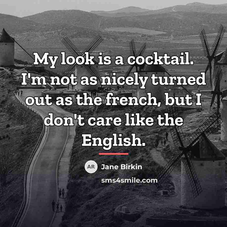 “My look is a cocktail. I'm not as nicely turned…” quote by Jane Birkin