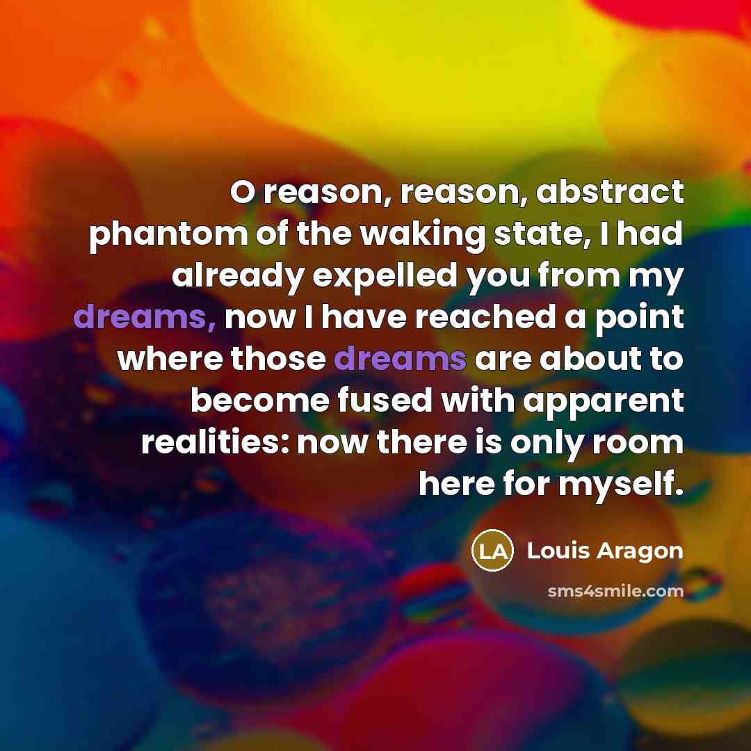 “O reason, reason, abstract phantom of the waking state, I…” quote by Louis Aragon