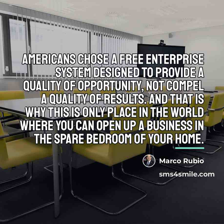 “Americans chose a free enterprise system designed to provide a…” quote by Marco Rubio