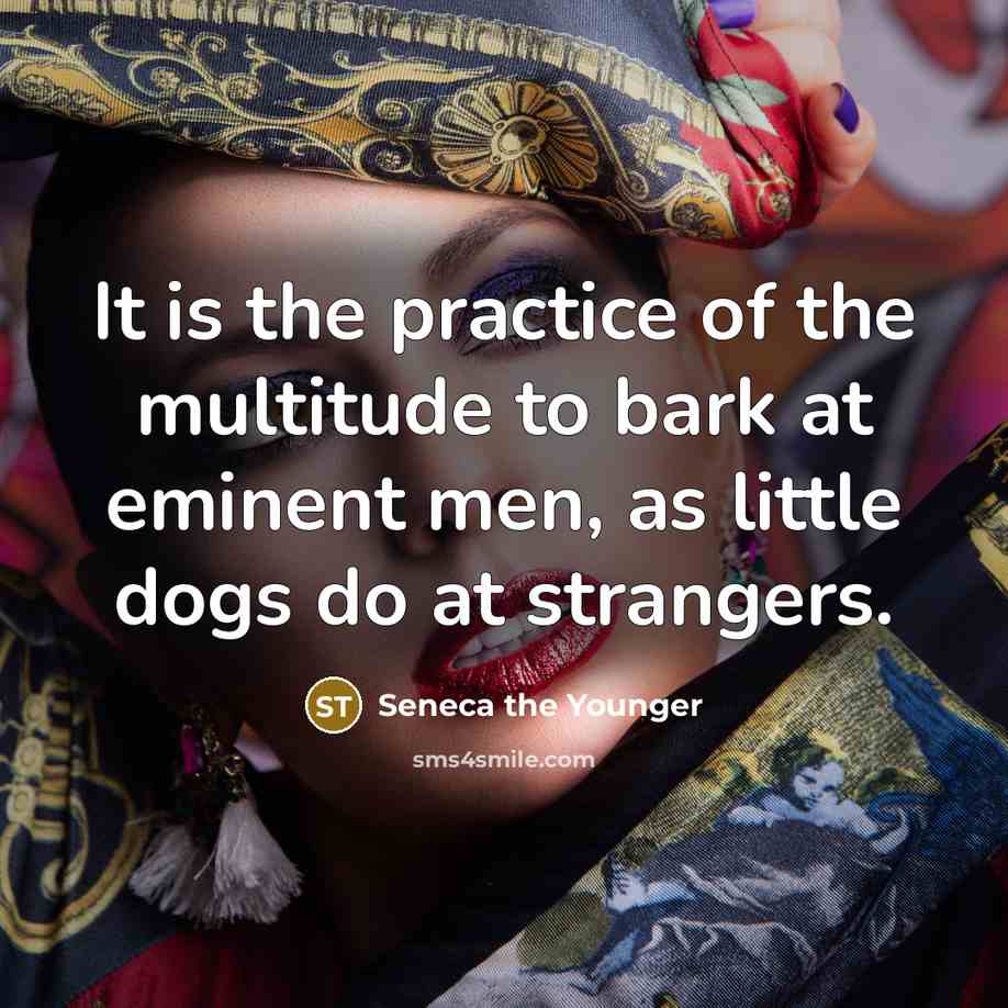 “It is the practice of the multitude to bark at…” quote by Seneca the Younger