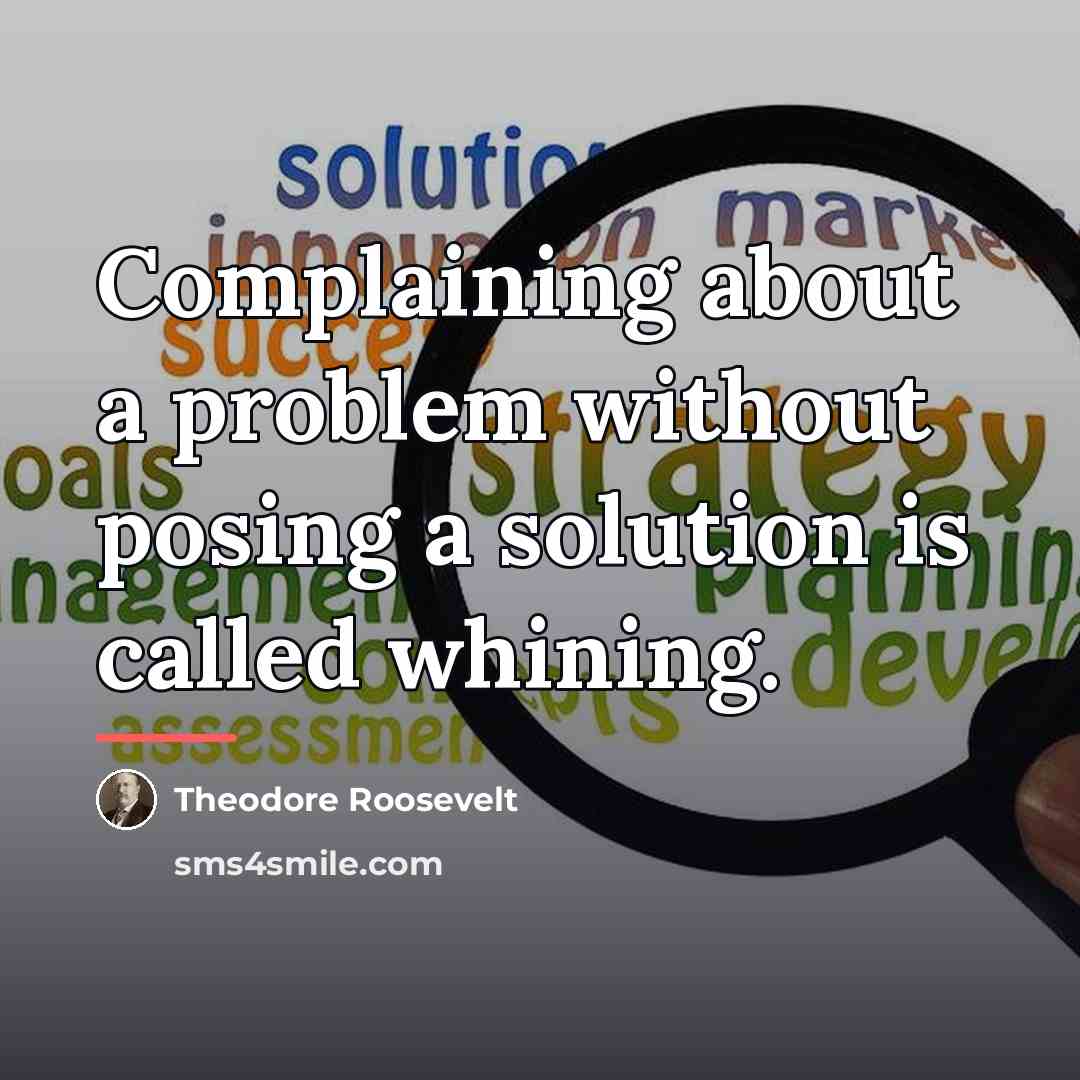 “Complaining about a problem without posing a solution is called…” quote by Theodore Roosevelt