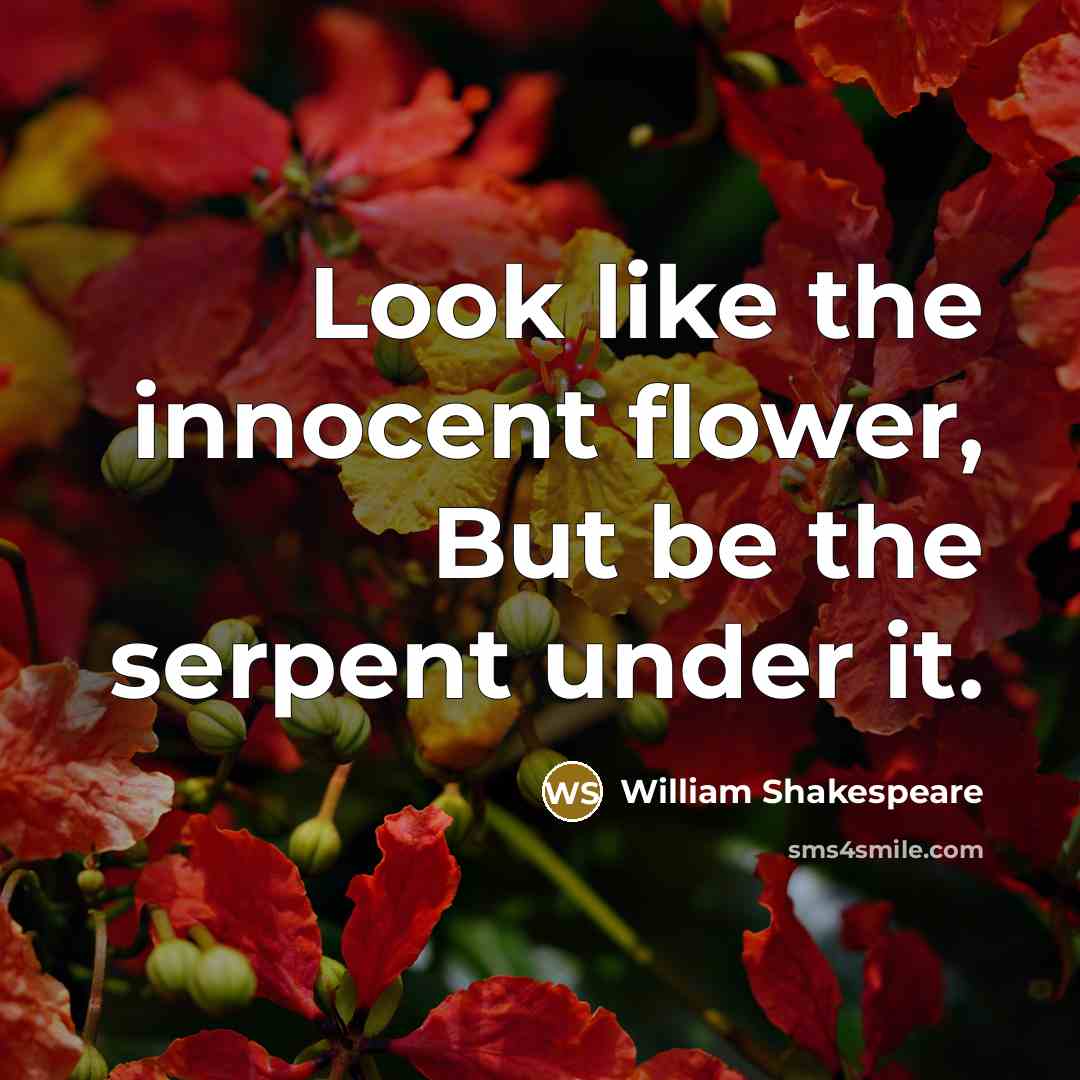 “Look like the innocent flower, But be the serpent under…” quote by William Shakespeare