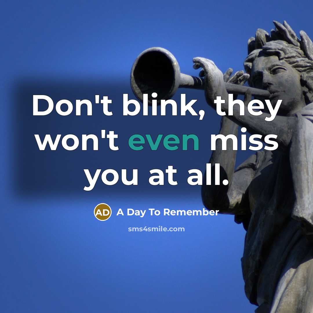 “Don't blink, they won't even miss you at all.” quote by A Day To Remember