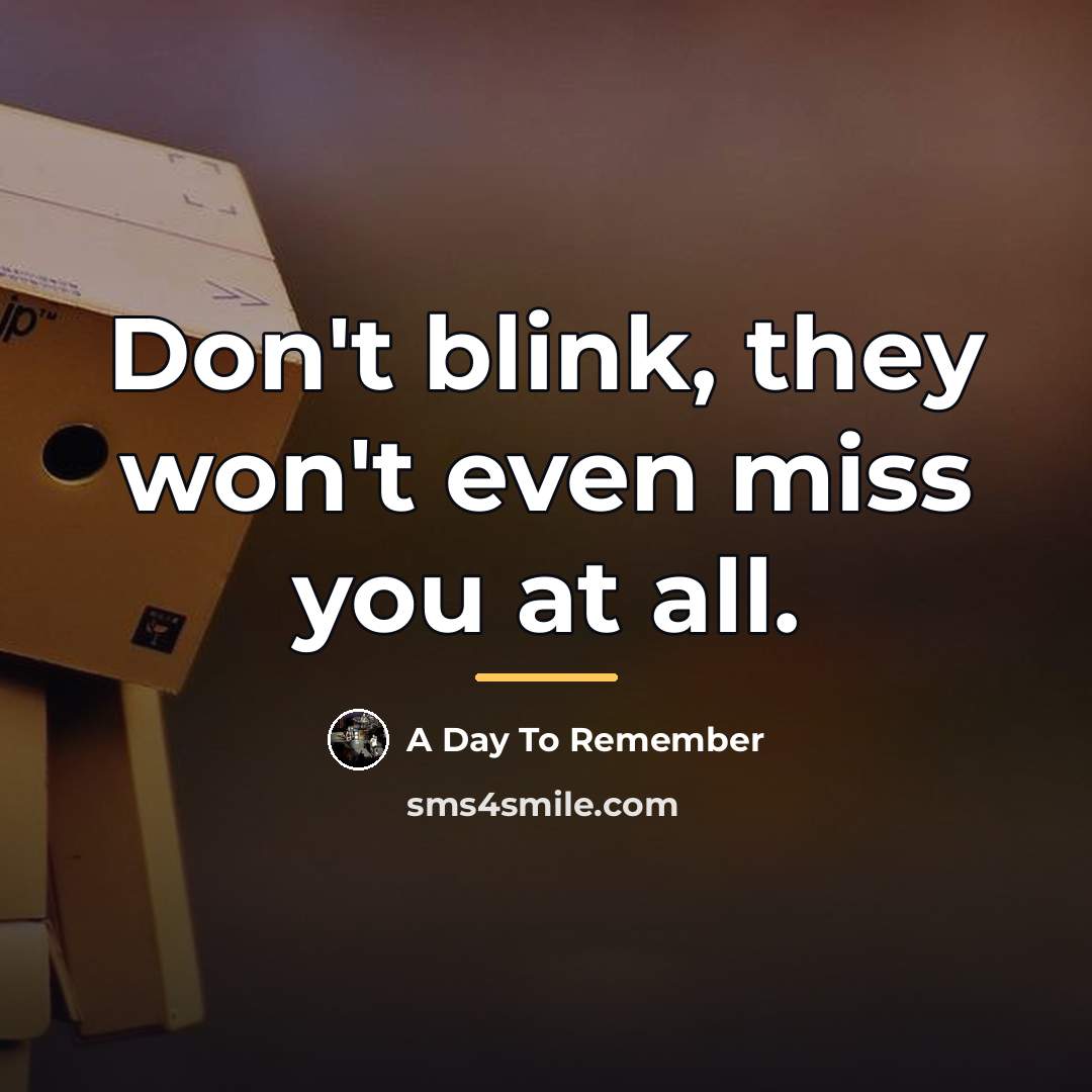 “Don't blink, they won't even miss you at all.…” quote by A Day To Remember