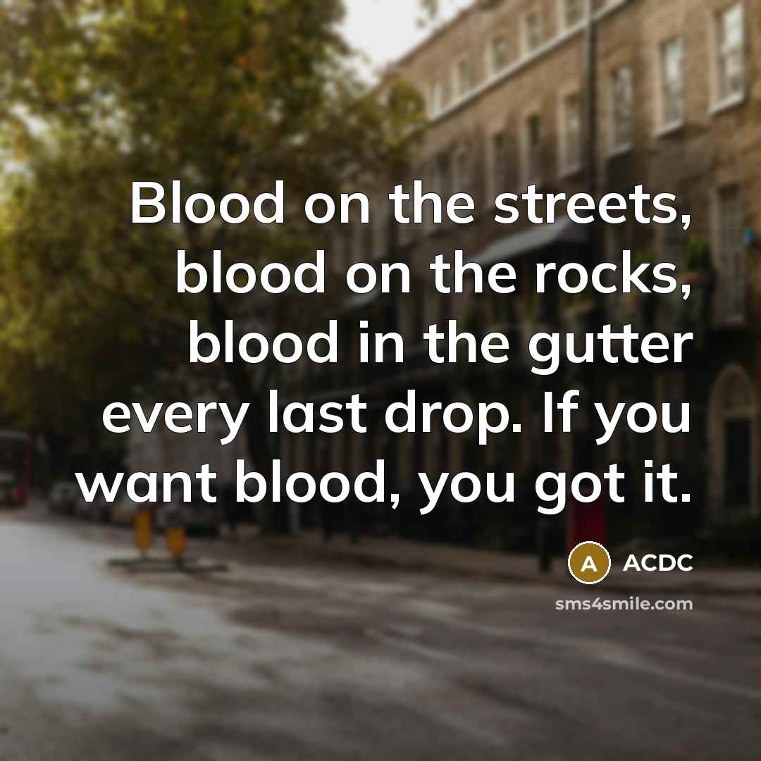 “Blood on the streets, blood on the rocks, blood in…” quote by ACDC