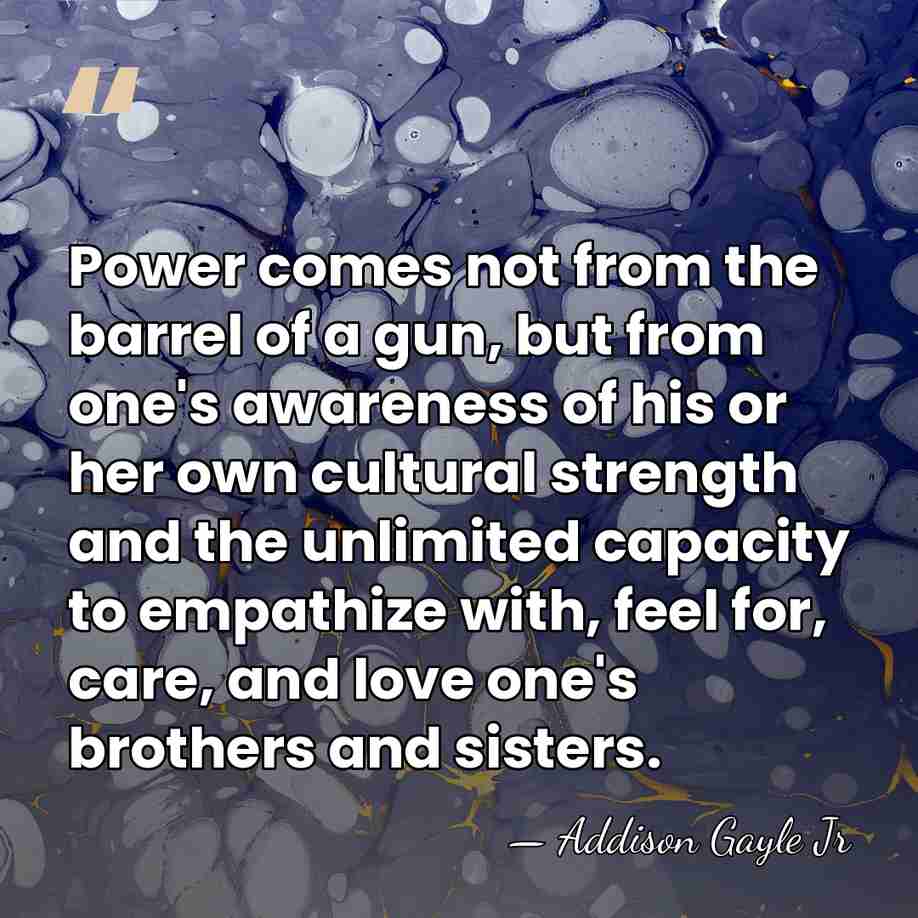 Power comes not from the barrel of a gun, but from one's&hellip; - Addison Gayle Jr