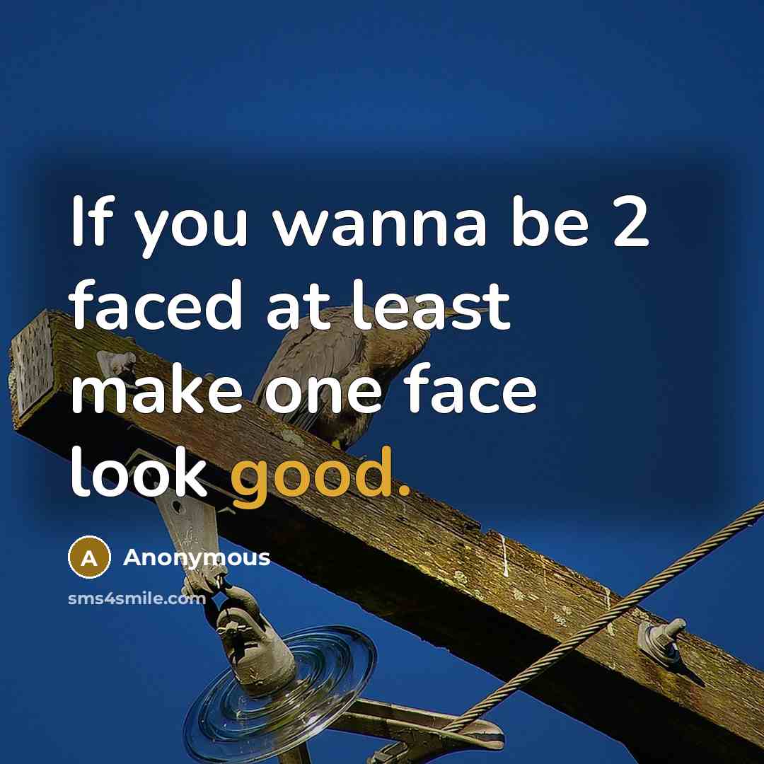 “If you wanna be 2 faced at least make one face look good.” quote by Anonymous