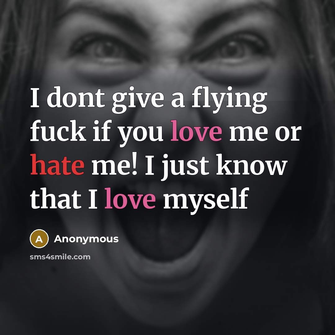 “I dont give a flying fuck if you love me…” quote by Anonymous