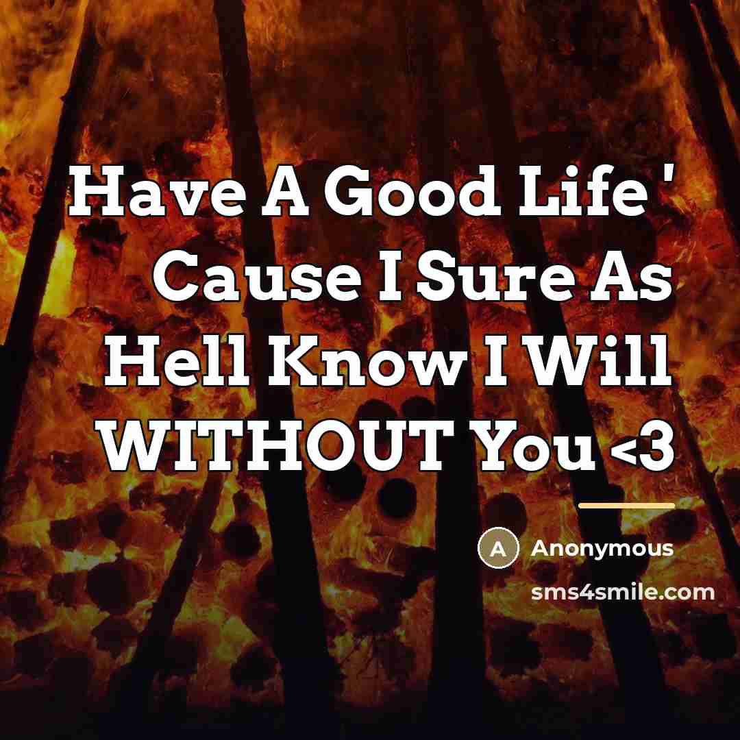“Have A Good Life ' Cause I Sure As Hell…” quote by Anonymous