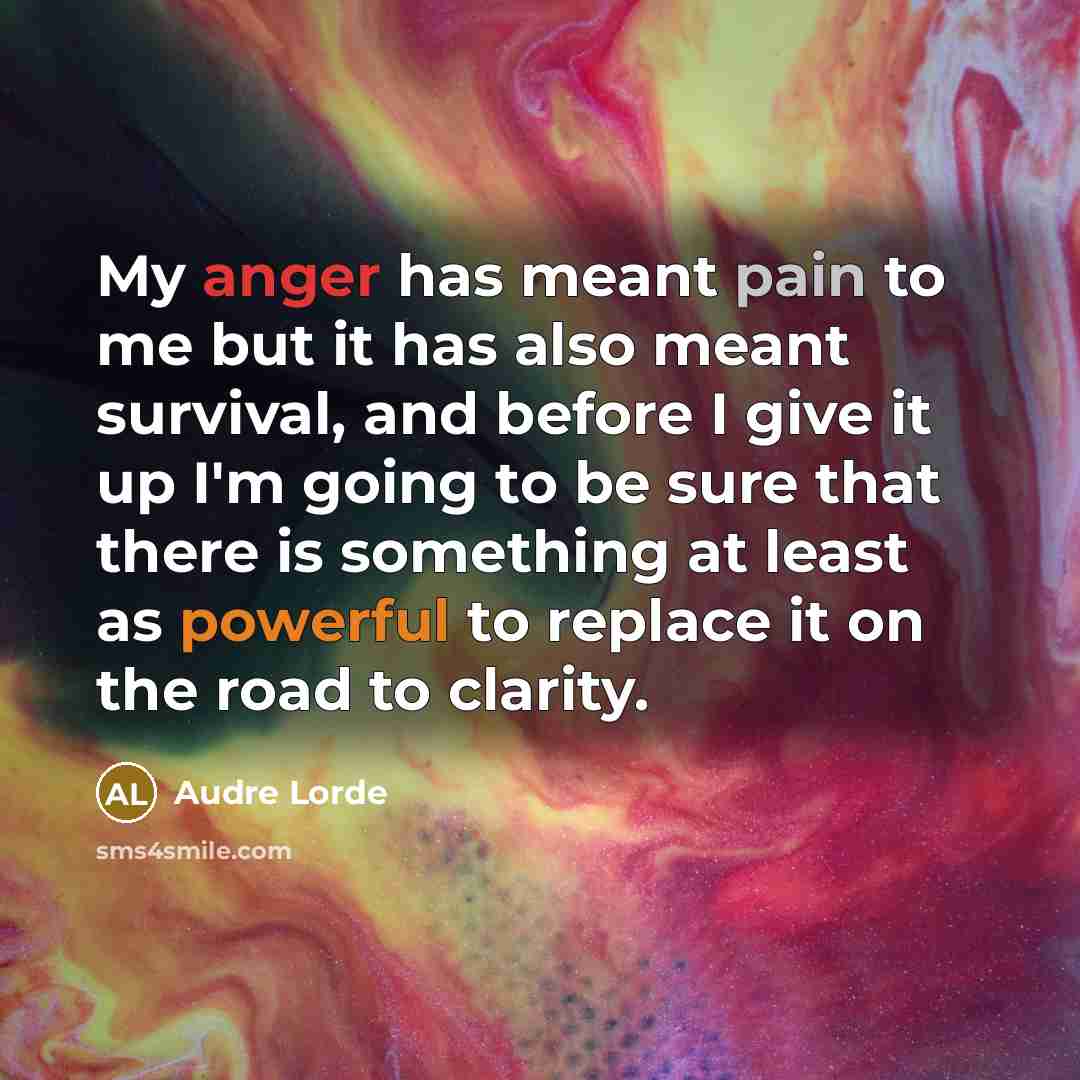 “My anger has meant pain to me but it has…” quote by Audre Lorde