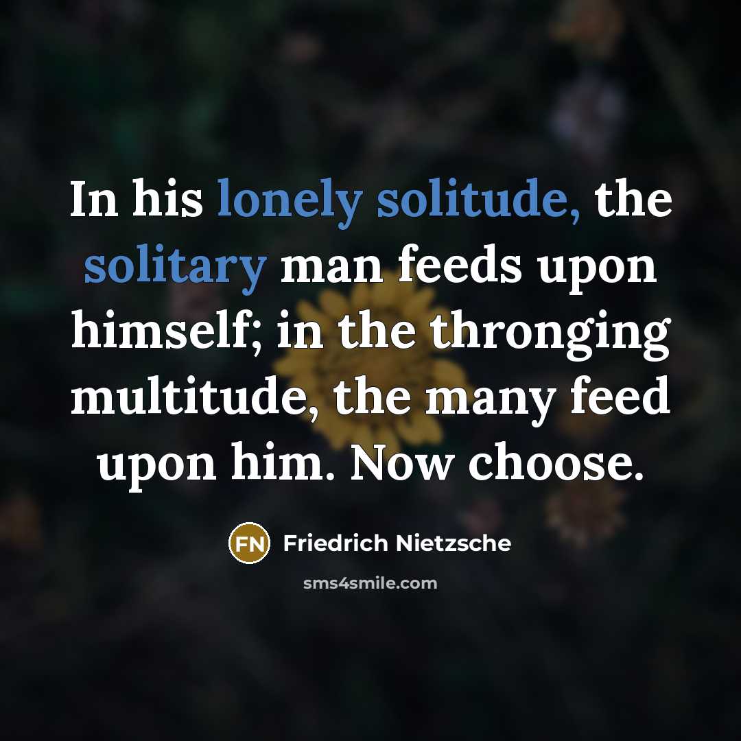 “In his lonely solitude, the solitary man feeds upon himself;…” quote by Friedrich Nietzsche