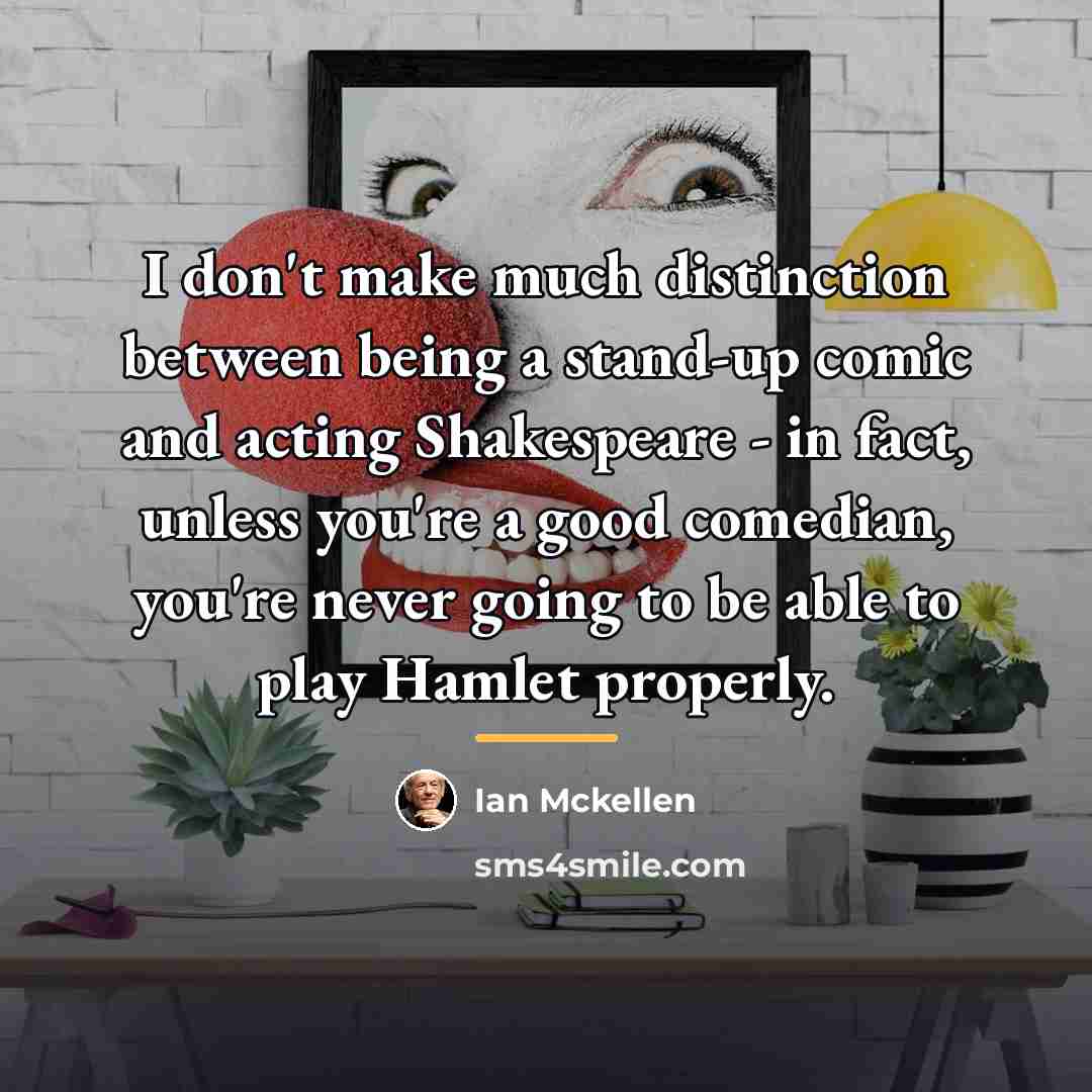 “I don't make much distinction between being a stand-up comic…” quote by Ian Mckellen