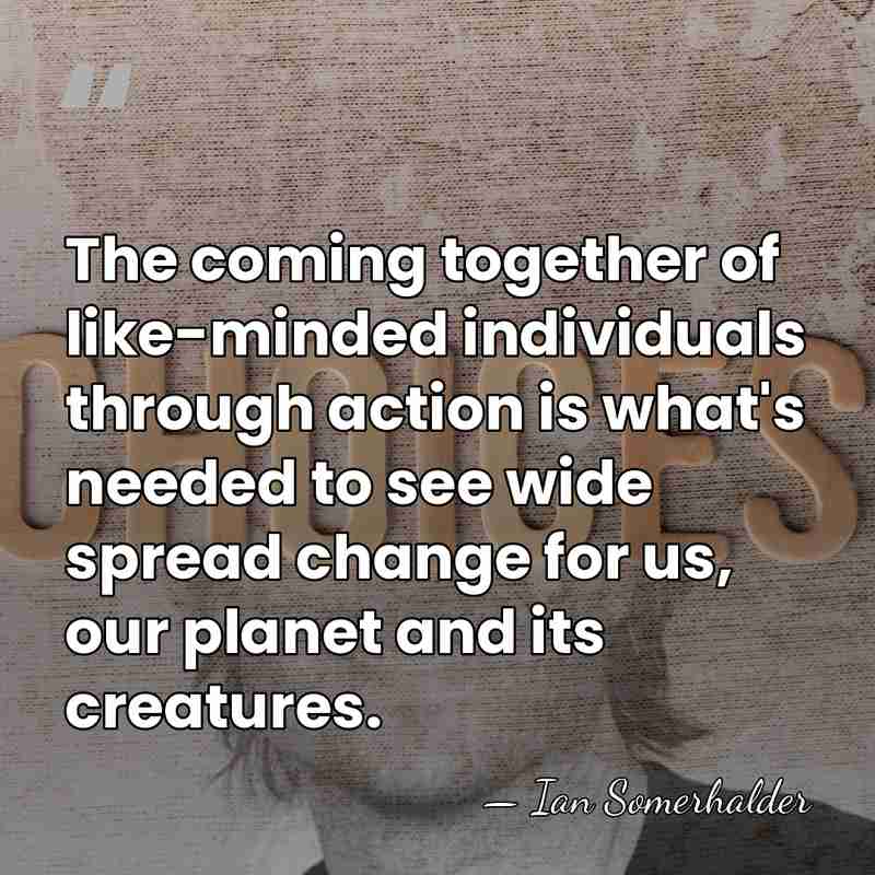 The coming together of like-minded individuals through action is what's needed to&hellip; - Ian Somerhalder