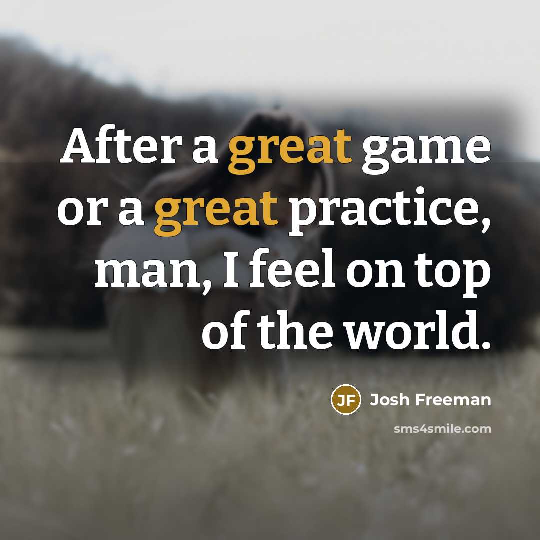 “After a great game or a great practice, man, I feel on top of the world.” quote by Josh Freeman
