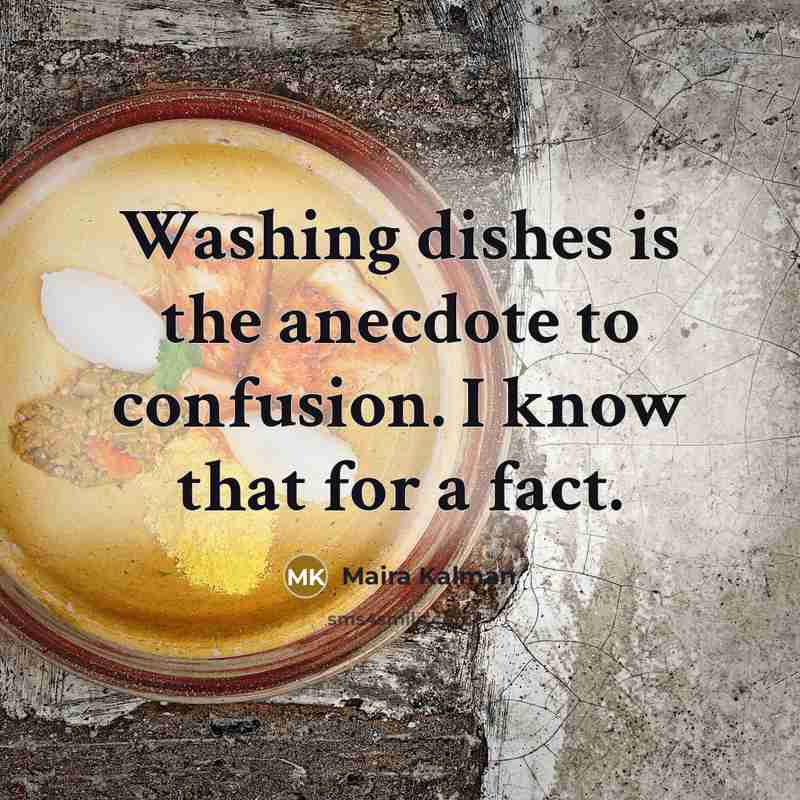 “Washing dishes is the anecdote to confusion. I know that…” quote by Maira Kalman