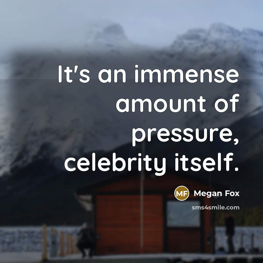 “It's an immense amount of pressure, celebrity itself.…” quote by Megan Fox