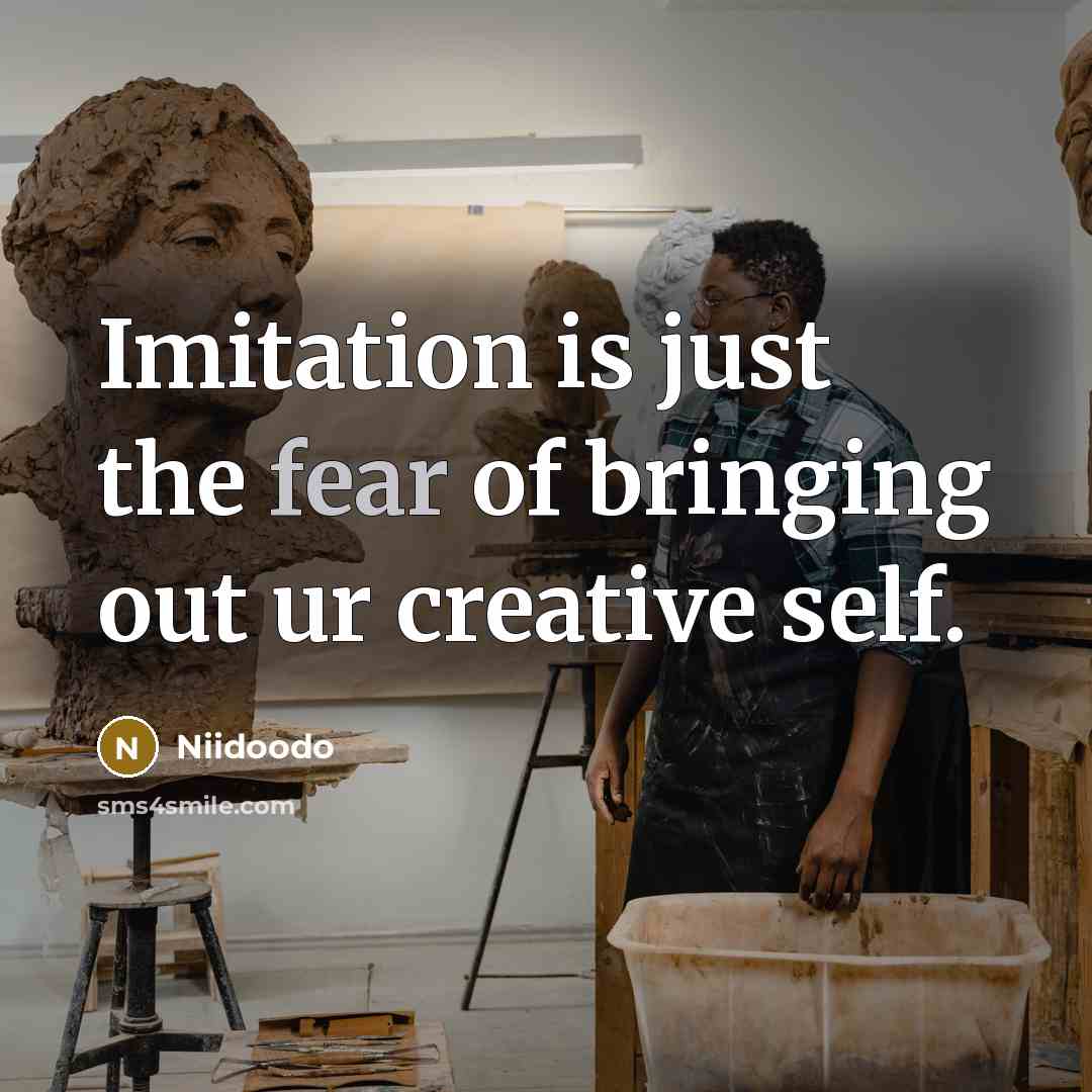 “Imitation is just the fear of bringing out ur creative…” quote by Niidoodo