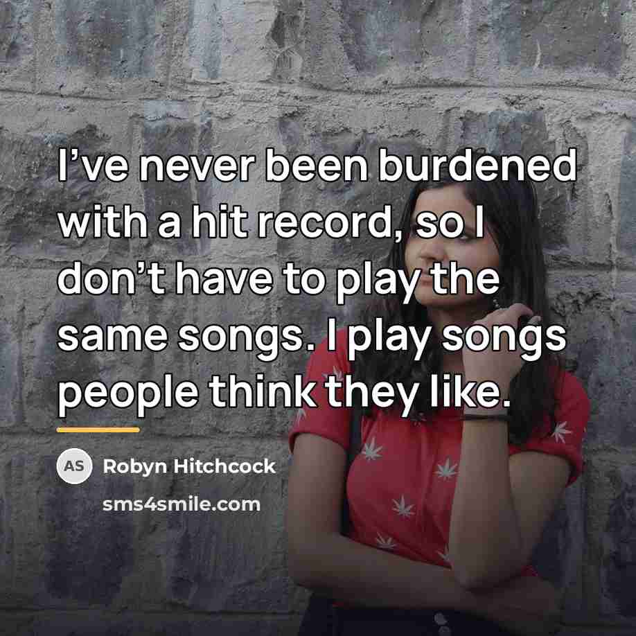 “I've never been burdened with a hit record, so I…” quote by Robyn Hitchcock