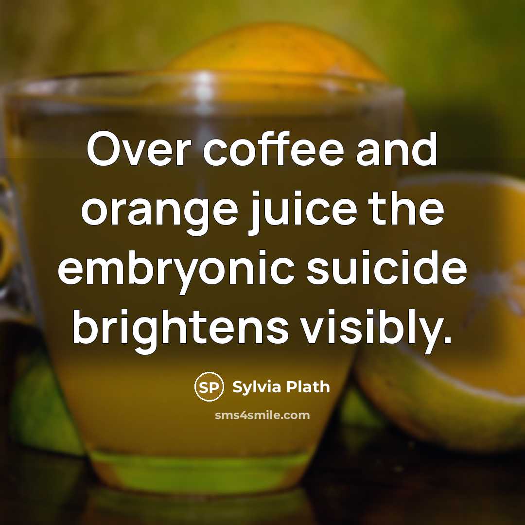“Over coffee and orange juice the embryonic suicide brightens visibly.…” quote by Sylvia Plath