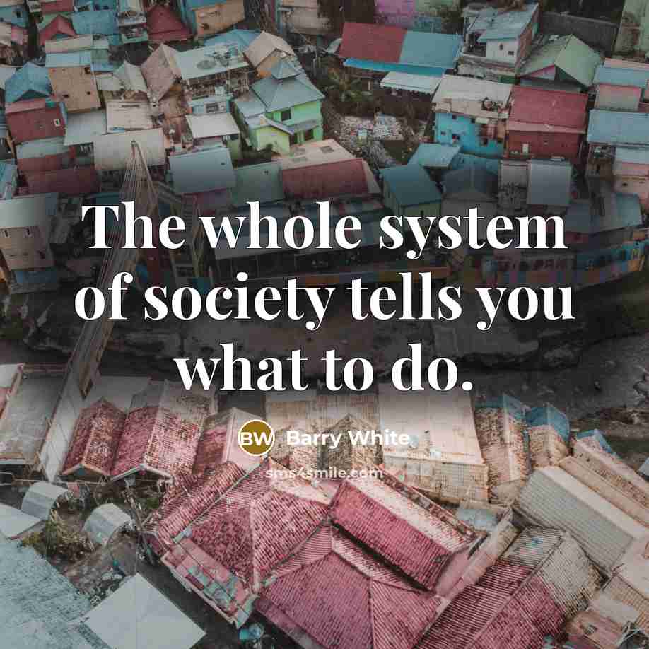 “The whole system of society tells you what to do.…” quote by Barry White