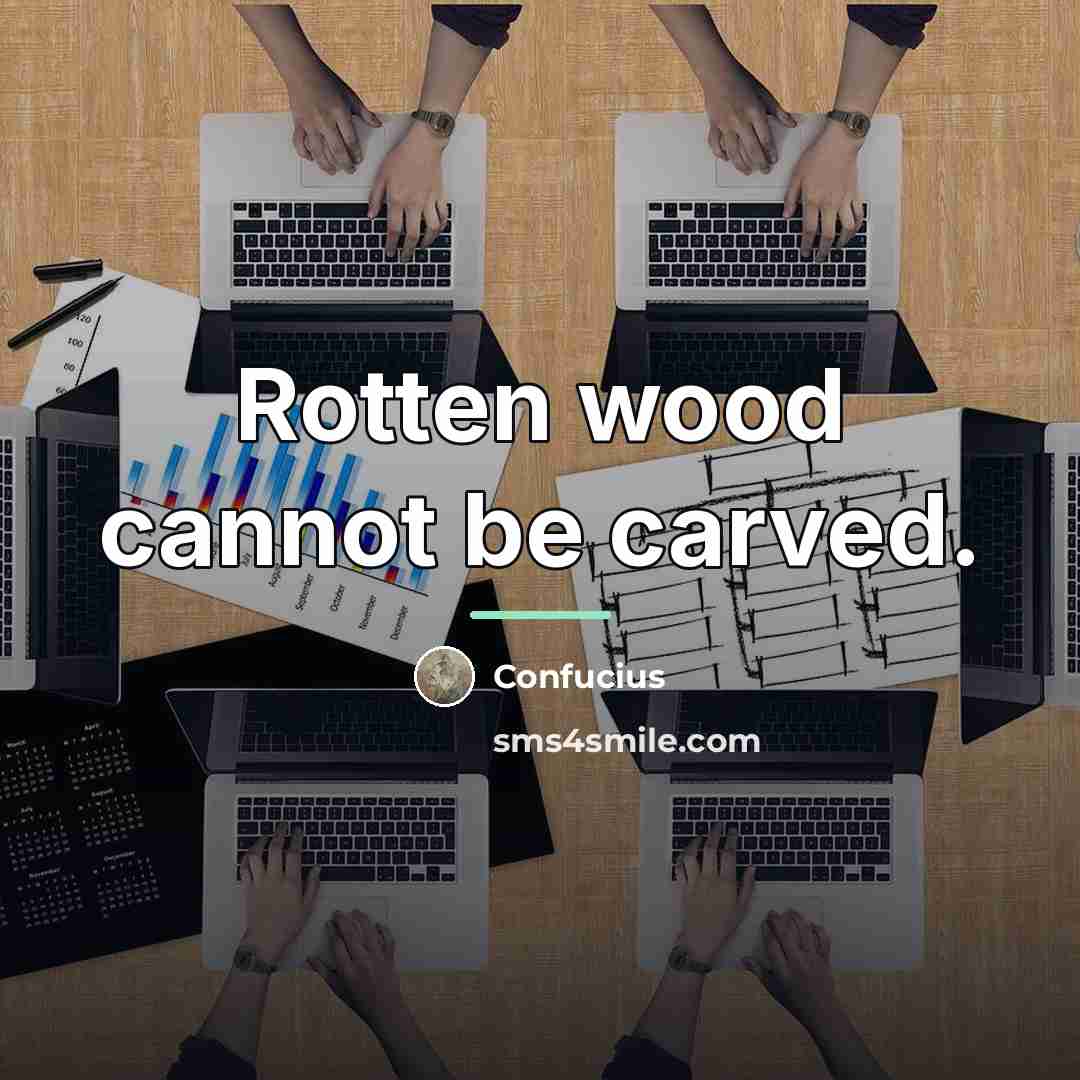 “Rotten wood cannot be carved.…” quote by Confucius