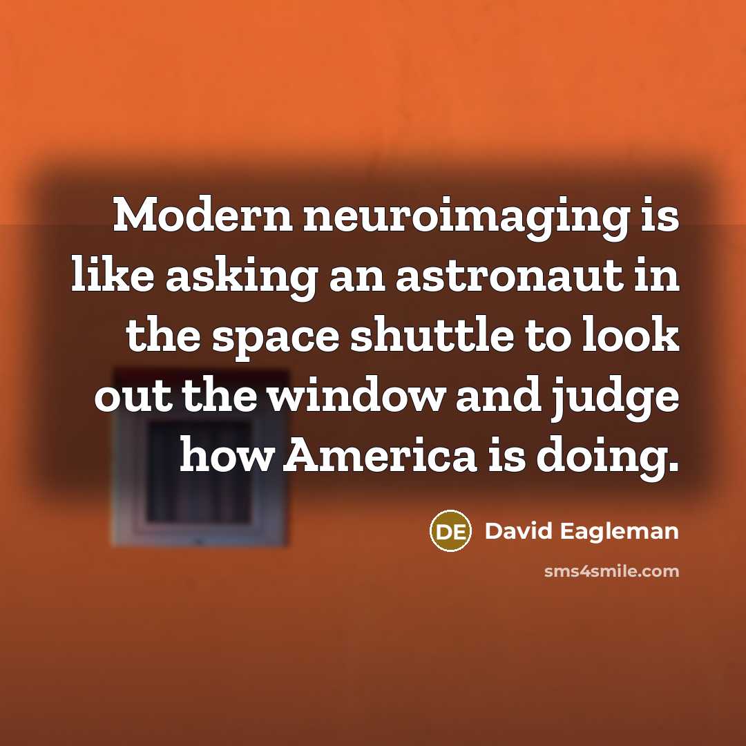 “Modern neuroimaging is like asking an astronaut in the space…” quote by David Eagleman