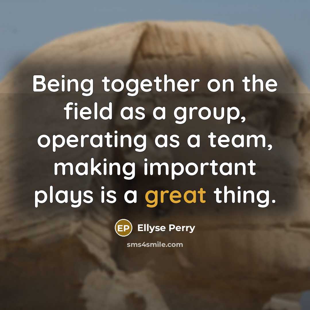 “Being together on the field as a group, operating as…” quote by Ellyse Perry