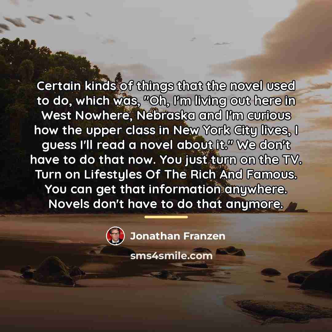 “Certain kinds of things that the novel used to do,…” quote by Jonathan Franzen
