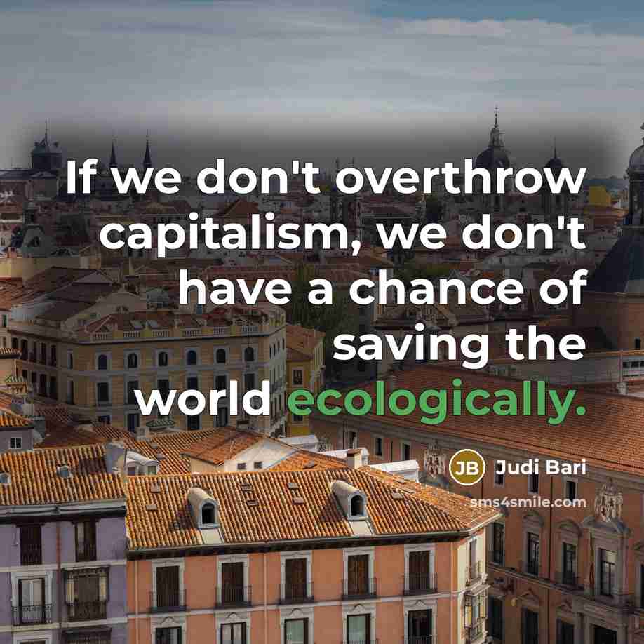 “If we don't overthrow capitalism, we don't have a chance…” quote by Judi Bari