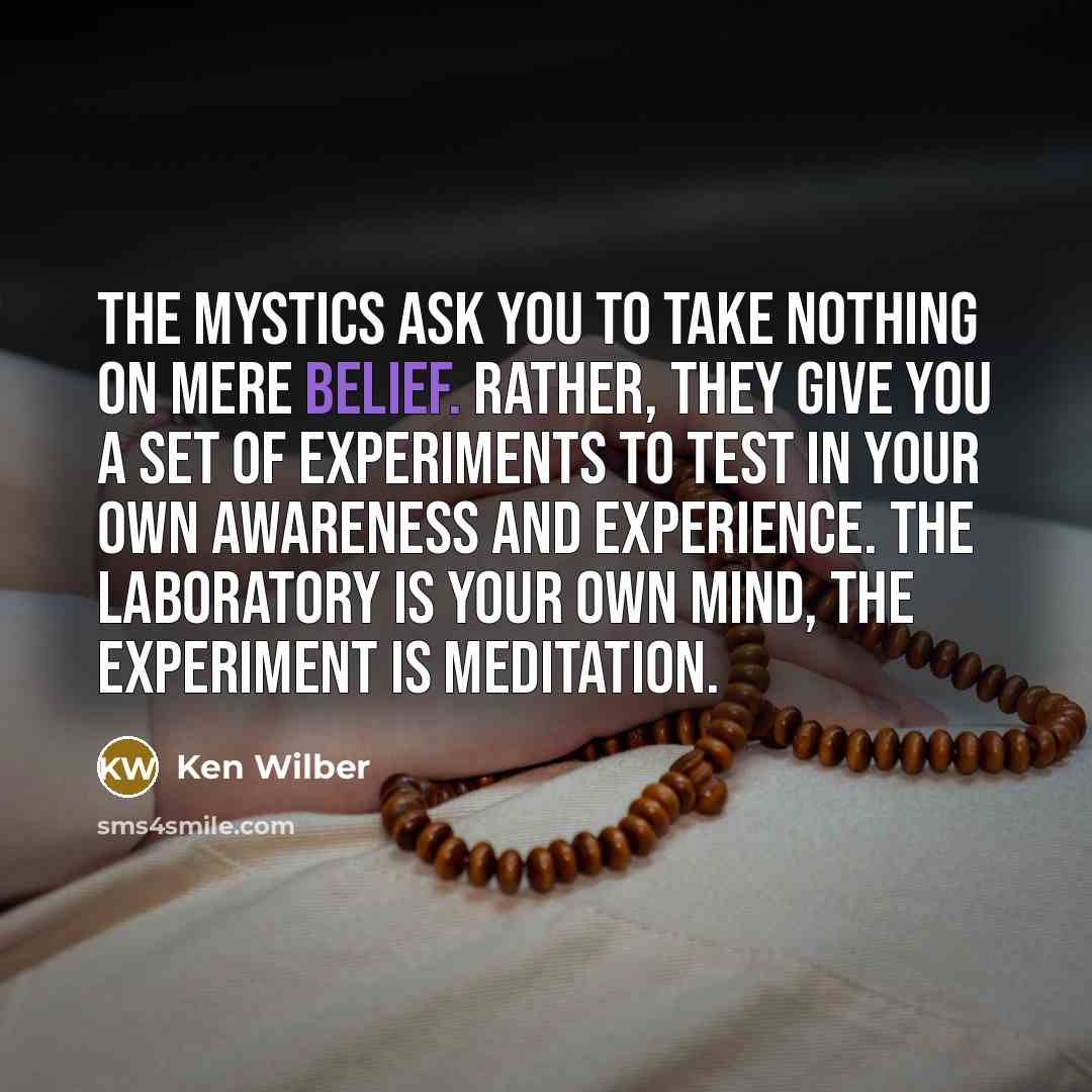 “The mystics ask you to take nothing on mere belief.…” quote by Ken Wilber